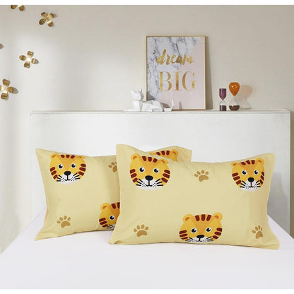 [SheetsMatters] Smiley Tiger Microfiber Bedsheets Set With Quilt Cover | Fitted Sheet | Single | Super Single | Queen | King Size - ErakLoft