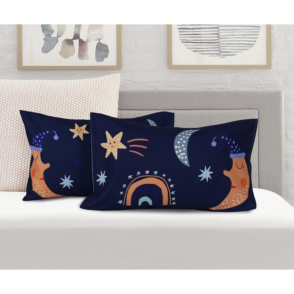 [SheetsMatters] Sleepy Moon Microfiber Bedsheets Set With Quilt Cover | Fitted | Single | Super Single | Queen | King - ErakLoft